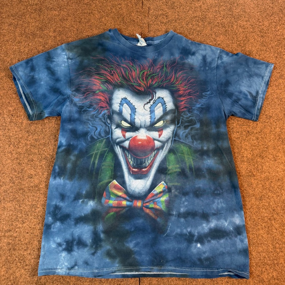 Liquid Blue Evil Clown Tie Dye Graphic T-Shirt Mens Medium Blue Horror 2014 rare